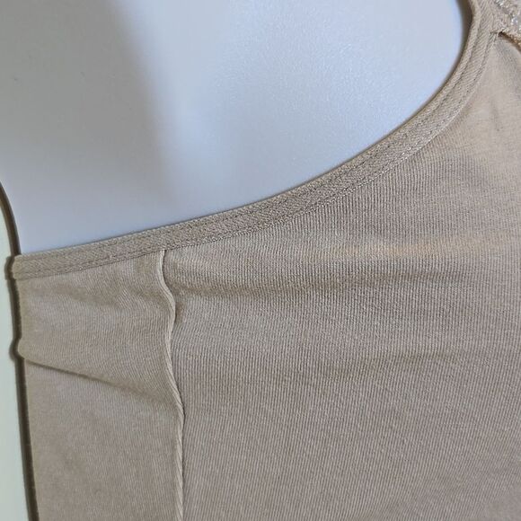 Express Y2K Lace Trim Tank Top Size Large Sexy Stretch Tan Shelf Bra Soft Girl - Picture 5 of 13